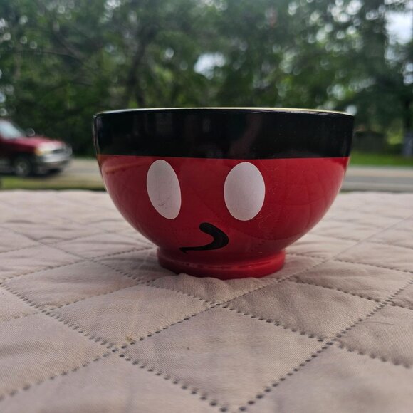 Disney Parks Mickey Mouse 3D Red Cereal Soup Bowl Face on Front Rear on Back - Picture 4 of 12